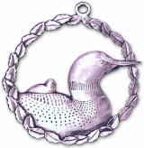 Pewter Loons in Wreath Ornament