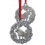 Photo of Moose in Wreath Christmas Pewter Ornament