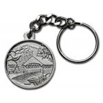 Old Man of the Mountain Keyring - back with Purple Finch, Lilac, & covered bridge